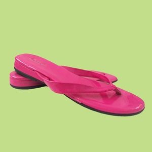 Pink patent mini wedge sandals